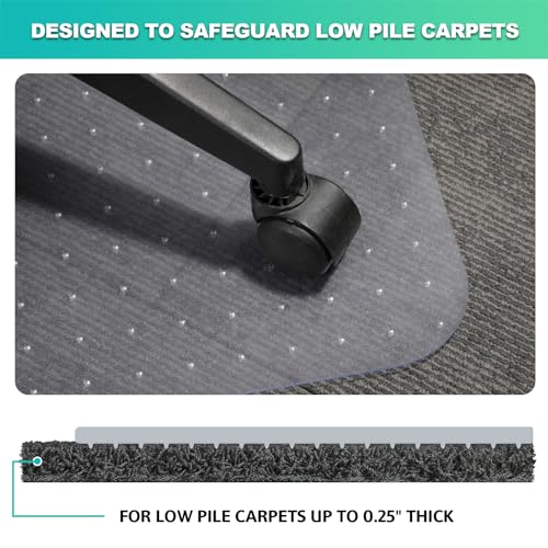 Thickened Chair Mat for Carpet- Low Pile Carpet Protector for Office Computer Desk Chair. Heavy Duty Desk Chair Mat for Carpeted Floors. Clear (Rectangular, 3mm Thick- 48x36) - color: Clear Rectangular