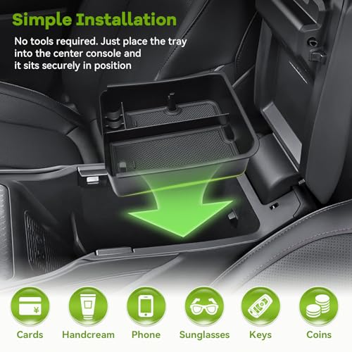 HGWEI Center Console Organizer Compatible with 2026 Jeep Cherokee Interior Accessories, Middle Armrest Storage Tray Insert Secondary Console Compartment (Not Fit Grand Cherokee)
