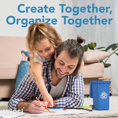 Wiosi Mini Garbage Trash Pen Holder for Desk | Tiny Recycle Bin Pencil Holder Green & Blue, Pack of 2 | Storage for Pencil & Pen | Office Stationery to Organize the Desk | Ideal for Student Work - color: Blue-Green, size: 5.5"