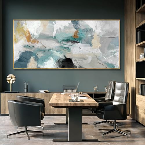 Abstract Framed Wall Art Colorful Picture Prints Line Canvas Poster 40"x86" Bedroom Artwork Home Decorations for Living Room - color: Green, size: 86"L x 40"W