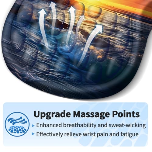 YIWEI Ergonomic Mouse Pad with Wrist Rest - Comfortable Office Mousepad with Memory Foam Wrist Support for Carpal Tunnel Relief, Mouse Pads with Non-Slip Base for Gaming and Home (Sunset Beach) - color: Sunset Beach