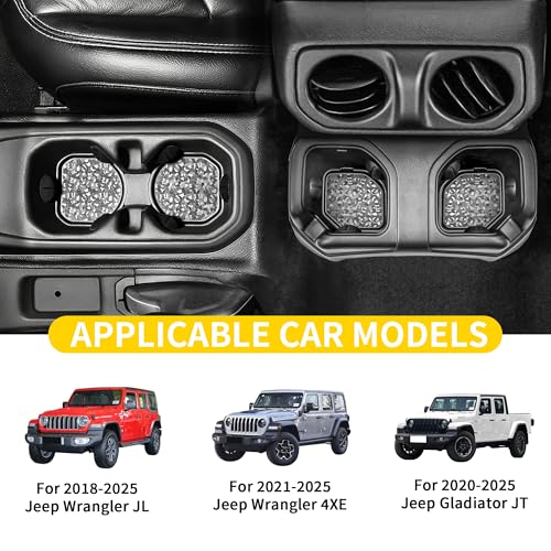 Cup Holder Inserts Coaster Compatible with Jeep Wrangler JL Gladiator JT 2018-2026 Accessories, Center Console Cupholder Pad, Non-Slip Drink Liner, Original Design, TPE, 4-Pcs Front Rear - size: 4 Pack for JLFront Rear