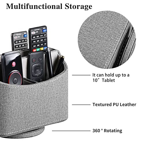 Remote Control Holder, Spinning Remotes Caddy Organizer for TV Accessories/ Controllers/ Office Supplies/ Phones, Bedside Table Desk Organizers and Decorations for Living Room, Desktop Storage Box - color: 5# Grey Cloth