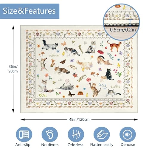 Office Chair Mat,48"x36"Floor Protector,Cute cat Desk Chair Mat,Chair Mat for Hard Wood and Tile Floor Chair mats - color: Off-white