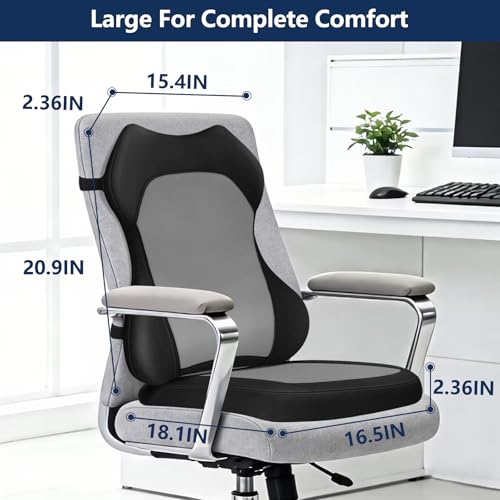 Seat Cushion,Lumbar Support Pillow for Office Chair,Ergonomic Memory Foam Back Support Pillow, High Density Foam Chair Cushion for Sciatica Pain Relief Coccyx Pad for Chair,Car,Desk,Grey - color: Blackgrey
