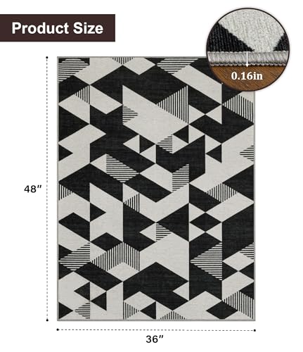 chakme Office Chair Mat for Hardwood Floor, 48"x36" Easy Glide Computer Desk Mat Protector for Rolling Chair Under Desk Rug Nonslip Backing, Machine Wash, (Geometry) - color: Black White Geometry, size: 36"x48"