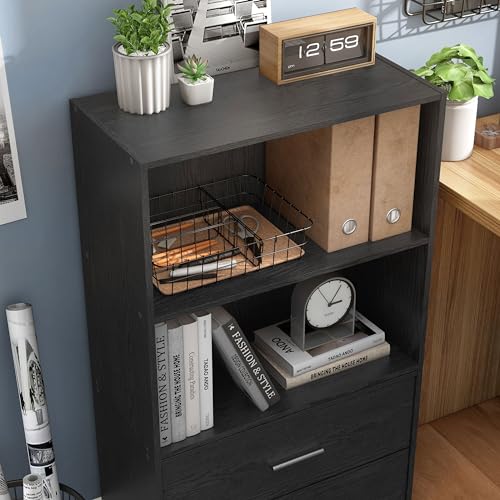 Homes: Inside + Out Apexa 2-Tier Cube Storage Organizer Shelves, Stackable Wood Bookcase Fits Cubby Bins for Organization, Dorm Teen Room Decor & Home Office, Black - color: Black, size: 2-tier