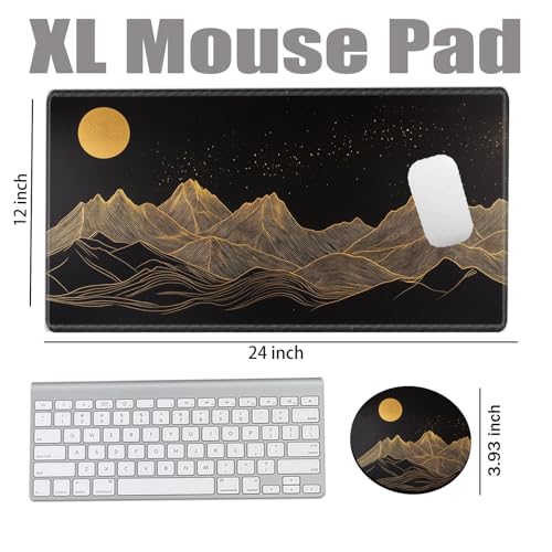 Gaming Mouse Pad 24x12 Desk Mat Gold Mountain Mousepad XL Desk Pad Long Computer Mat Large Mouse Pads for Wireless Mouse Office Work Women - color: Gold Mountain, size: 24''X12''