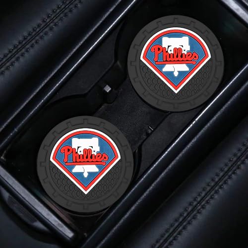 Car Cup Holder Coasters for Phila Phillies Baseball Fans, Phillies Car Coasters for Cup Holder Insert Silicone Non-Slip - color: 11phi12lli