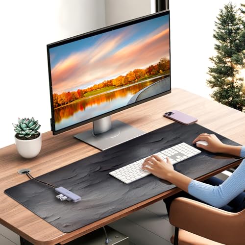 XXL Gray Mouse Pad with a Cement Wall Texture Design, 35.4 x 15.7 inches, Non-Slip Rubber Base, and Waterproof Microfiber Cloth Surface, Suitable for Home Office and Work environments. - color: Gray Concrete Cement Print