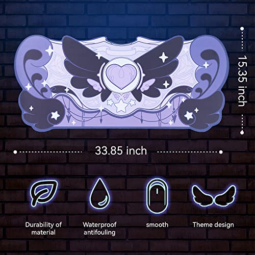 GeekShare Large Gaming Mouse Pad Dark Purple Non-Slip Rubber Back Mouse Pad Big Desk Mat for Keyboard and Mouse,Perfect for Gaming or Home Office Work - Star Wings Dark Version - color: Purple