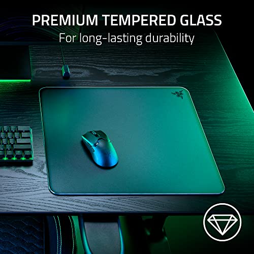 Razer Atlas Tempered Glass Gaming Mouse Mat: Ultra-Smooth Micro-Etched Surface - Dirt and Scratch-Resistant - Anti-Slip Base - Quiet Mouse Movements - Black - color: Black