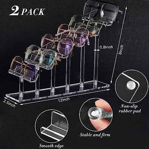 Sintuff 2 Pcs Eyeglasses Display Stand Acrylic Sunglasses Holder Clear Sunglass Organizer Frame Eyewear Glasses Stand for Glasses Shop Home Storage (6 Tiers) - color: Clear, style: 6 Tiers