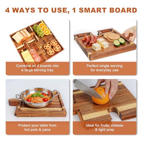 Large Charcuterie Board with Cheese Knife Set,30 x 12 Inch Acacia Wood Large Serving Tray (18 Inches) - size: 18 Inches