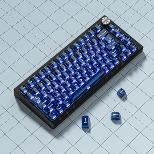 dagaladoo Clear keycaps,Transparent Keyboard keycaps,Jelly Key caps Set,Shine Through keycap,MDA Profile Keyboard caps for Mx Switches Mechanical Keyboard(Dark Blue) - color: Dark Blue