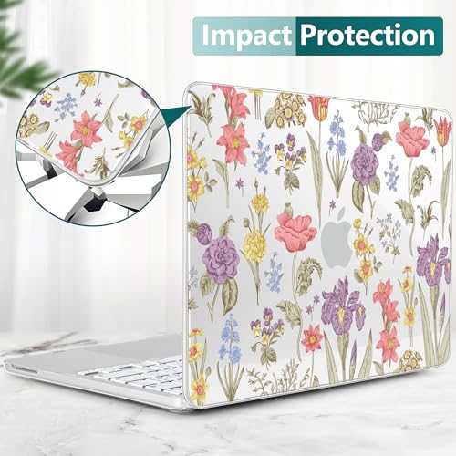 DONGKE Compatible with MacBook Neo 13 Inch Case 2026 A3404 A18 Pro chip & Touch ID, Plastic Hard Shell with Keyboard Cover, Screen Protector & Dust Plugs, Botanical Floral - color: Botanical Floral