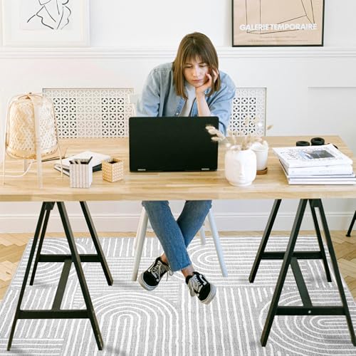 Office Chair Mat for Hardwood Floor, 60"x45" Easy Glide Computer Desk Mat Protector for Rolling Chair Under Desk Rug Nonslip Backing, Machine Wash, (Modern) - color: Grey Ink, size: 45"x60"