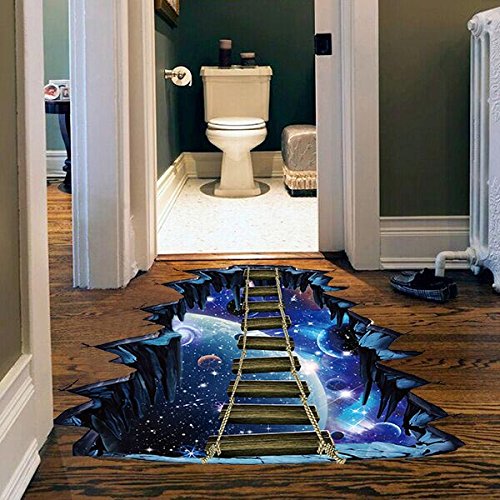 Quanhaigou Blue Galaxy Bridge Wall Sticker,3D Outer Space Decorations Decal for Home Decor Kids Bedroom Large - color: Galaxy Bridge 3pcs