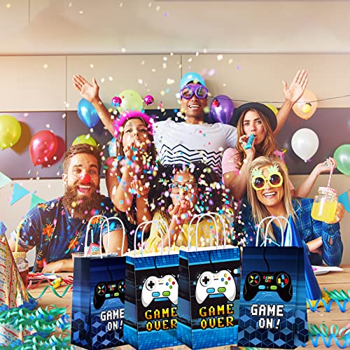 Epakh 16 Pack Gamer Themed Birthday Party Favors Video Game Gift Bags with Handle for Kids Boys Gaming Goody Candy Treat Bags for Birthday Party Supplies Decorations