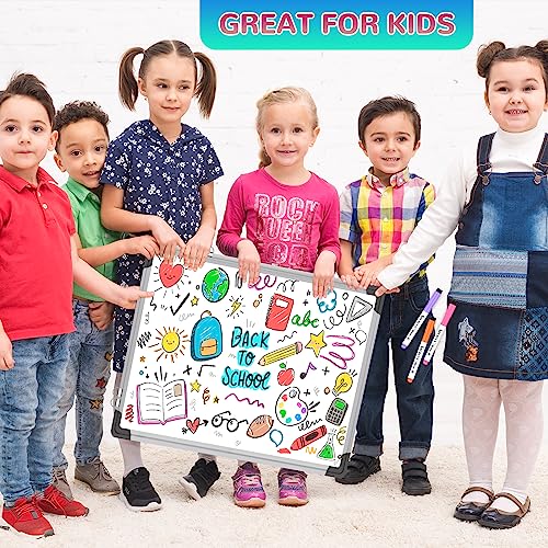 Monthly Calendar Whiteboard for Wall, 24x18 Inches Dry Erase Board with Cork Board Combo, Magnetic White Board, Double-Sided Hanging Portable Board for Office School Home Kitchen Planner Memo - style: Whiteboard 24x18 Silver