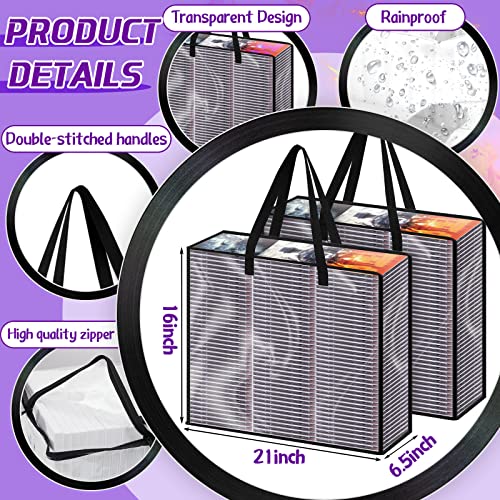Buryeah 4 Packs Extra Large DVD Storage Bags, Storage Case Holder Organizer Holds up to 360 DVDs Clear Plastic Bags Video Game with Carrying Handles and Zipper, Media Organizer for Movie VHS (Clear) - color: Clear
