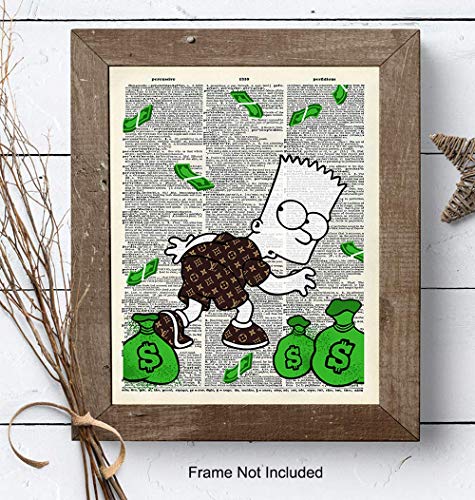 Graffiti Wall Art of Louis Vuitton - Bart Simpson Poster - Banksy Wall Artwork Set - LV Decor - Money Decorations Decor - Urban Decoration - Funny Street Art Mural for Alec Fans