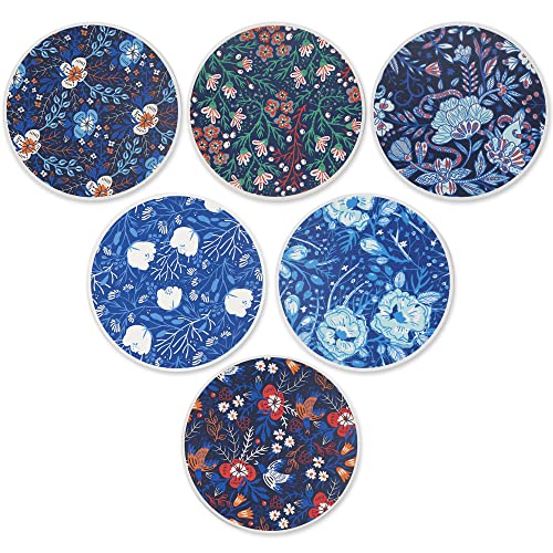 AD Set of 6 Coasters for Drinks Absorbing Round Ceramic Stone Coaster with Cork Base,Tabletop Protection Mat for Mugs and Cups,Office,Kitchen (Dark Garden with Holder) - style: Dark Garden with Holder