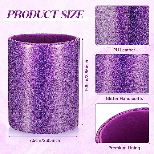 Sabary 8 Pcs Purple Pens with Pen Holder for Desk Glitter Crystal Diamond Cute Ballpoint Fancy Pencil Holder Bling Desk Organizer for Women Girls School Office Supplies Wedding Graduation Gifts - color: Purple