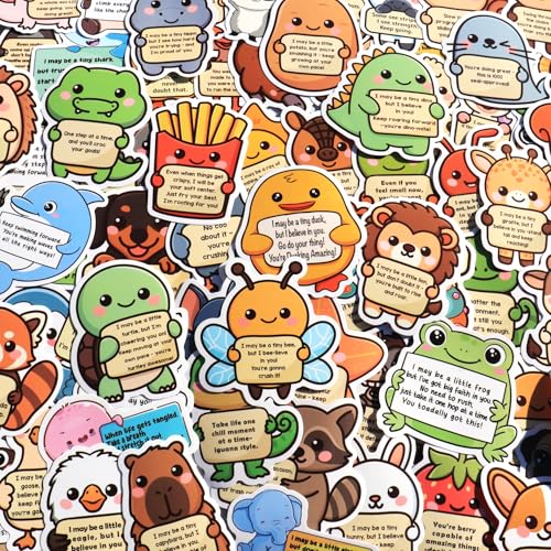 100PCS Emotional Support Animal Stickers by Puraesla– Affirmation Sticker Pack for Adults or Kids Cute Inspirational Buddies for Water Bottles, Laptops, Phones, Positive Quote Vinyl - size: M - 100PCS