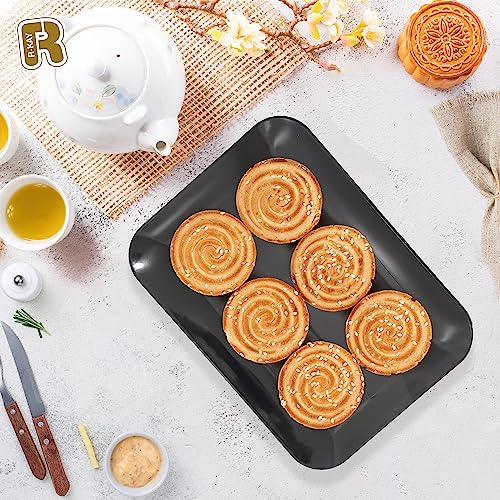 3 Pack Black Plastic Serving Trays for Party - Black Serving Tray 8 x 11 Inch - Heavy Duty Dessert Trays for Food - Rectangular Party Serving Trays for Entertaining - color: Black
