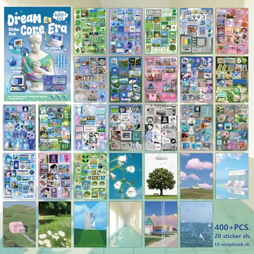 400+ Pcs Kawaii Japanese Stickers | Scrapbooking Supplies, Junk Journal Kit, Journaling & Planner Stickers, Scrapbook Embellishments, Aesthetic Craft Supplies for Card Making, Vision Board - color: Blue Dream Core