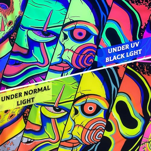 ARTCREATOR Black Light Art Halloween Wall Decor Trippy Blacklight Horror Face Tapestry, UV Reactive Tapestries Glow in The Dark Party Tapestry for Bedroom, Living Room (59" x 78") - color: Horror FaceB, size: 78"L x 59"W