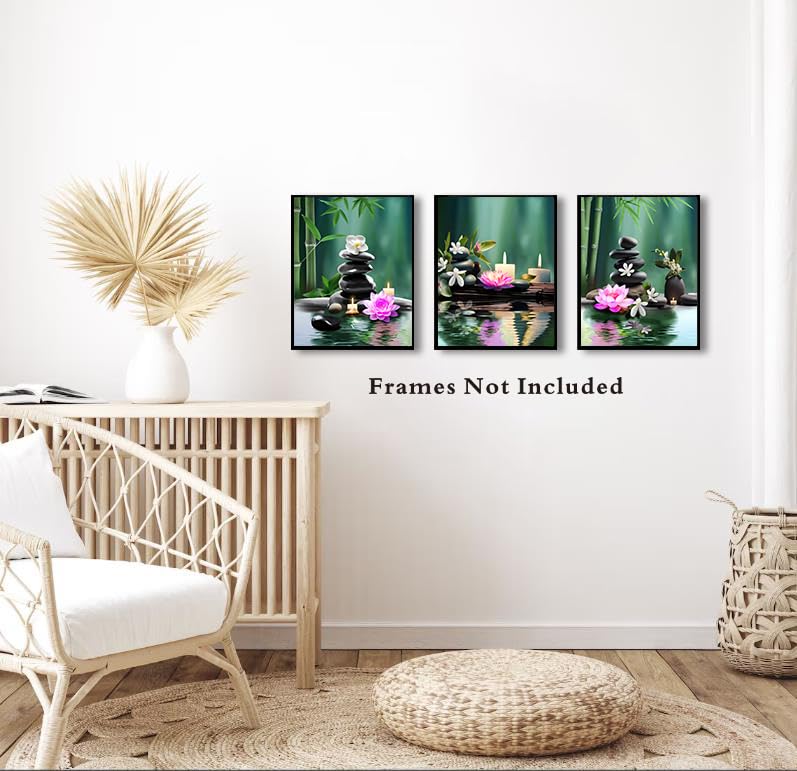 TANXM Zen Wall Art Print - Meditation Canvas, Spa Stones, Sand Posters for Yoga Office Bathroom Bedroom - Set of 4 (Unframed 8 x 10 IN), Warm - color: Unframed 8"X10"- Print Meditation Canvas Wall Art