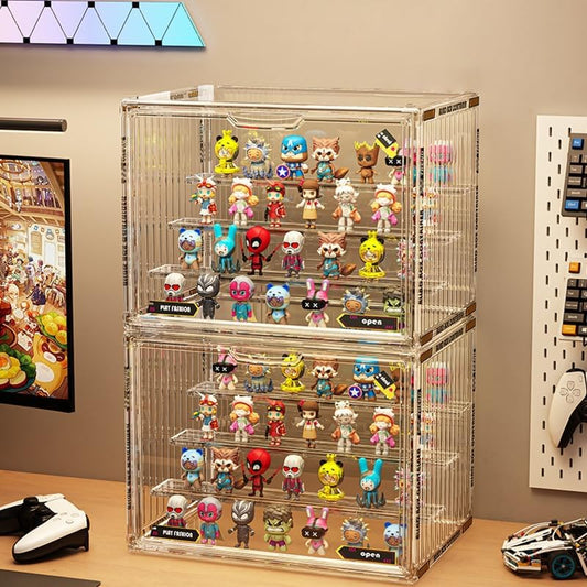 BOHOIDEE 4 Tiers Clear Display Case for Figures, Acrylic Storage Organizers Box with Magnetic Door, Large Dustproof Showcase for Collectibles Action Figure - size: Tabletop Large