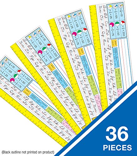 Carson Dellosa Traditional Cursive Manuscript – Student Nameplate With Alphabet, Ruler, Fraction Chart, Multiplication Table For Homeschool or Classroom (36 pk) - style: Cursive Traditional