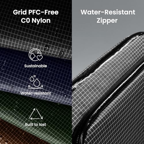 tomtoc Electronic Organizer Travel Case Performance, Water Resistant Dual Compartment Cable Organization Storage Bag for Charger, Cord, Phone, Hard Drive, Power Bank, Accessories Travel Essentials - color: Black Plaid, size: Medium