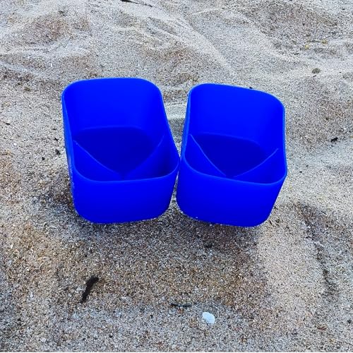 Sand Beach Drink Holder for Sand Beach Drink Cup Holder with Pocket Beach Sand Coasters Drink Cup Holders for Travel Multicolor 2 Pack Color Deep Blue - color: DEEP BLUE/DEEP BLUE