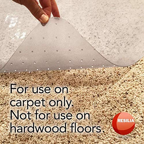 Resilia Office Desk Chair Mat - for Low Pile Carpet (with Grippers) Clear, 48 Inches x 48 Inches, Made in The USA - color: Clear, size: 48" x 48" without lip