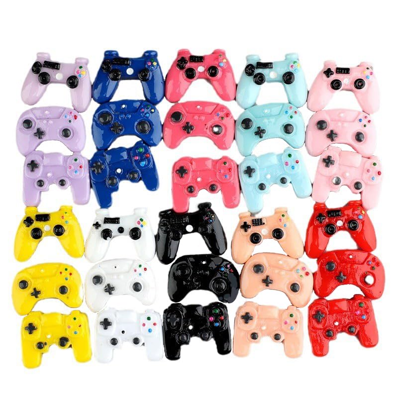 3PCS Resin Game Controller Charms Simulated Console Design DIY Craft Pieces Phone Case Decorations Crocs Charms Keychain Pendants, Pink - color: Pink