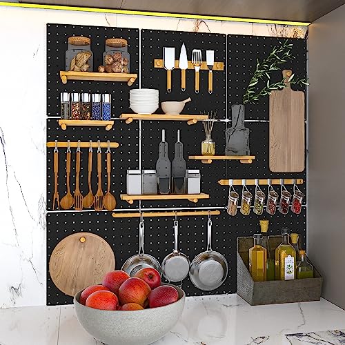 Peg Board, 4 Pack Metal Pegboard Panels Black Pegboards Wall Organizer with Bent Frame Large Heavy Duty Peg Board for Walls Home, Garage Tool Storage, Office Organization, Craft Room, Kitchen - color: Black, size: 12"×12"-4PCS
