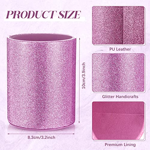 Sabary 8 Pcs Violet Pens with Pen Holder for Desk Glitter Crystal Diamond Cute Ballpoint Fancy Pencil Holder Bling Desk Organizer for Women Girls School Office Supplies Wedding Graduation Gifts - color: Violet