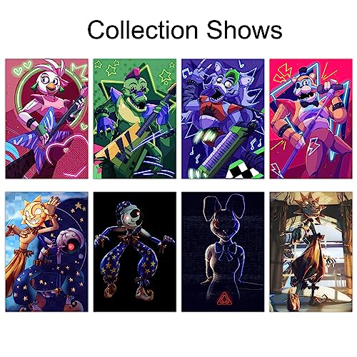 Pounchi Horror Video Game Posters (8 Pcs 11.2" x 16.5") with Glue Dots | Cartoon Gaming HD Printing Poster, Unframed Version for Room Bedroom Club Wall Art Decor for Teens