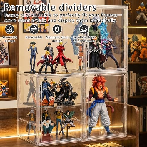 Clear Acrylic Display Case for Figures, 4 Layer Adjustable Acrylic Boxes for Display, Stackable Display Boxes for Collectibles, Action Figure Display Case for Shoe, Bread, Cosmetic, Handbag, 1 Pack - color: Single Pack, size: 14.2"