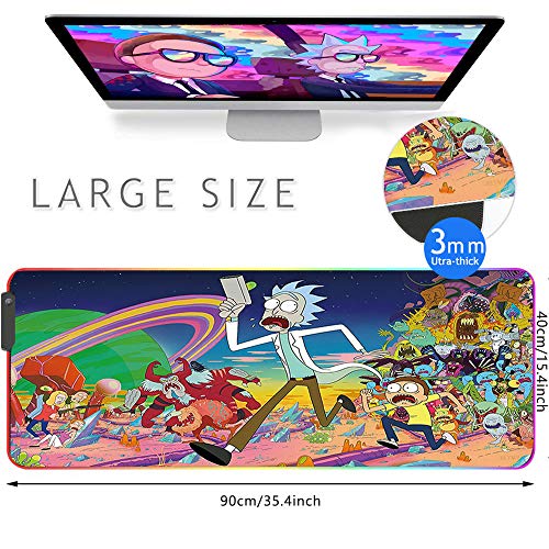 RGB Mouse Pad, Imegny Large Extended Soft Led Mouse Mat with Different Lighting Modes, 900 x 400mm / 35.4 * 15.7Inch - color: 90x40 Rgrikrun