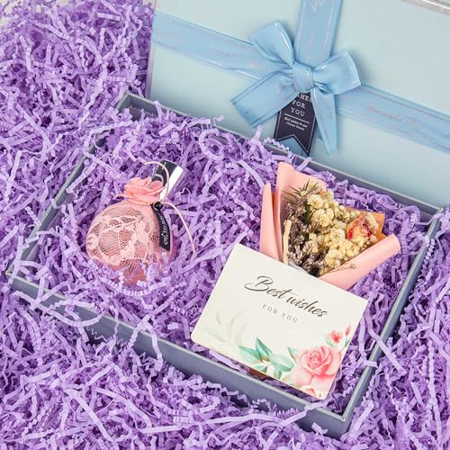 Caleihd Crinkle Cut Paper Grass Cushion Paper Streamer for Christmas Wedding Birthday Bridesmaid Engagement Craft Gift Boxes Bags Filler Decoration 4.5oz Purple - color: Purple