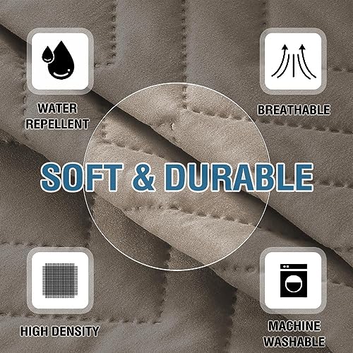 H.VERSAILTEX Armrest Covers for Sofa Water Resistant Couch Arm Covers Remote Control Holder Sofa Armrest Organizer for Magazine, Tablet, Phone, iPad(Set of 2, Khaki/Beige) - color: Double Diamond-khaki/Beige