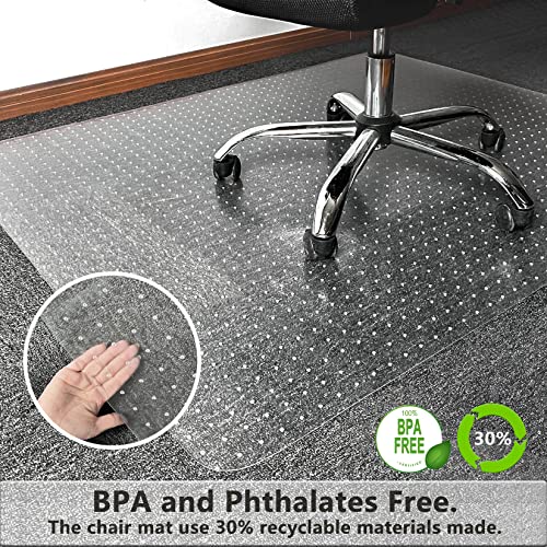 Naturehydro Office Chair Mat for Carpet - 48" x 30" Transparent Computer Desk Chair Mat for Flat to Low Pile Carpet - Easy Glide Rolling Plastic Floor Mat, BPA and Phthalates Free (with Lip) - color: For Low Pile Carpet, size: 30'' x 48'' with Lip
