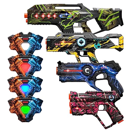 Winyea Tag Laser Tag, Lazer Tag Sets with Gun and Vest Set of 4, Gift Ideals for Kids Age 8+ Year Old Cool Toys, Outdoor Game for Teenage Boys, Girls,Adults and Family - color: Green Yellow Blue Pink