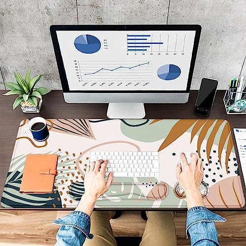 LATEEFAH Desk Mat, Mouse Pad with Wrist Rest, 4-in-1 Large Mouse Pads for Desk, Ergonomic Mouse Pad and Keyboard Wrist Rest Gaming Keyboard Mat for Office, Home - color: 4Pcs-Tropical Leaves