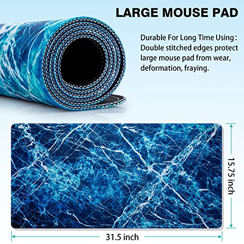 Canjoy Gaming Mouse Pad, Large Extended Mouse Pad Big Computer Mousepad for Home Office Gaming Work 31.5x15.7inch - color: Dark Blue Marble
